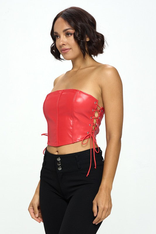 Corset de cuerina crop top