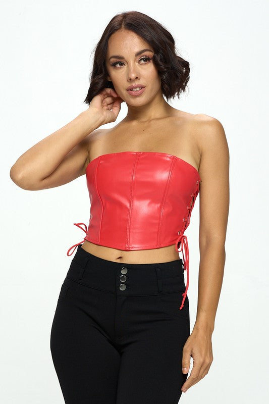 Corset de cuerina crop top