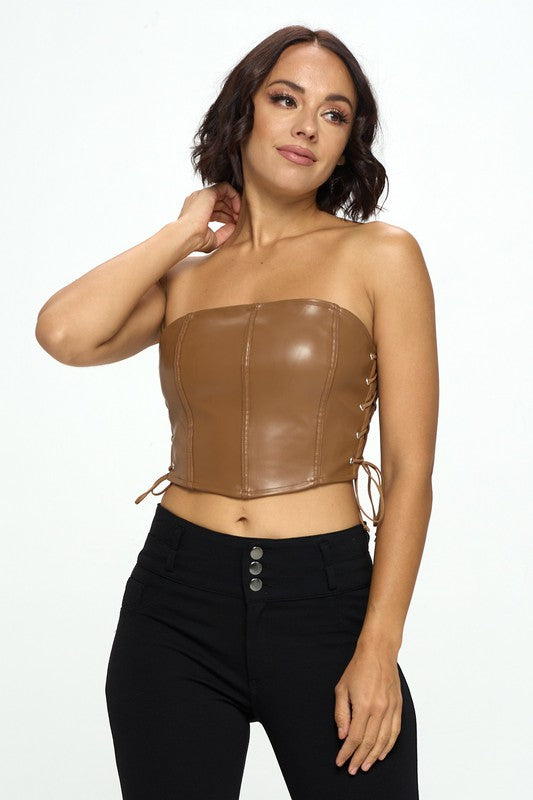 Corset de cuerina crop top