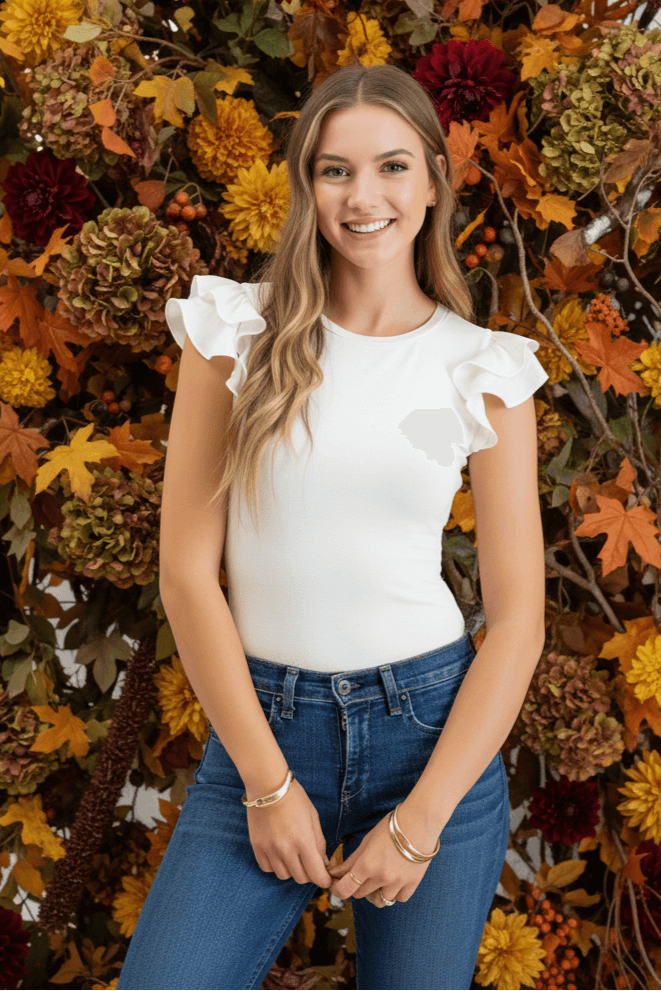 Blusa de punto en mangas voladas